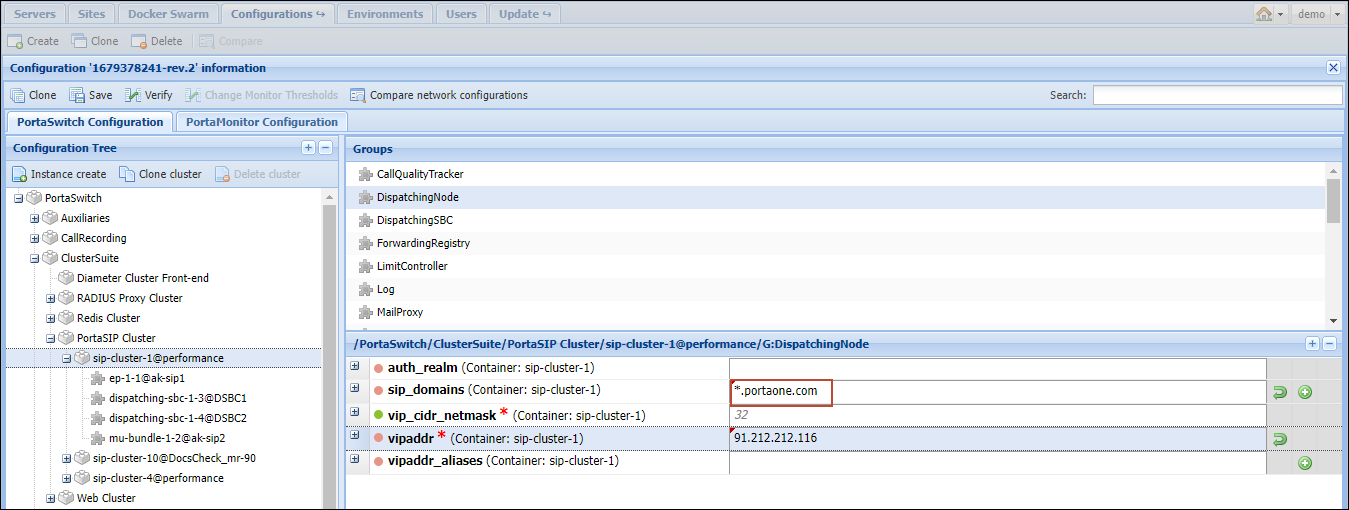 The DispatchingNode.sip_domains field